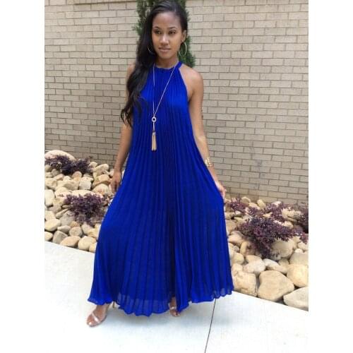 Women Summer Fashion Sexy Pleated Dress Casual Loose Beautiful Street Girl Sleeveless Dress