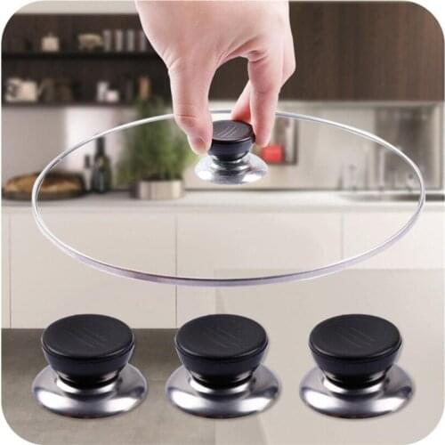 1/4pcs Heat-Resistant Pot Pan Lids Knob Lifting Handle Black And Silver Home Kitchen Cookware Replacement Parts