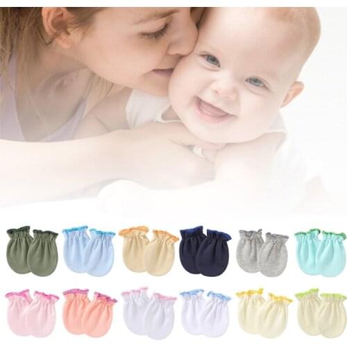 1 Pair Baby Anti-scratch Soft Cotton Gloves Newborn Solid Color Handguard Mittens Infants Supplies Shower Gifts