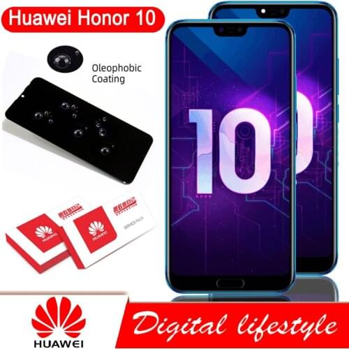 100% Original LCD with Frame + Fingerprint for HUAWEI Honor 10 Display Touch Screen Digitizer Assembly COL-L29 Repair Parts