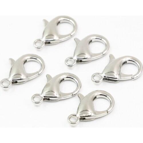 5pcs 15x23mm copper siliver-color lobster clasp hooks clasps for diy necklace bracelet accessories beads jewelry finding B3467