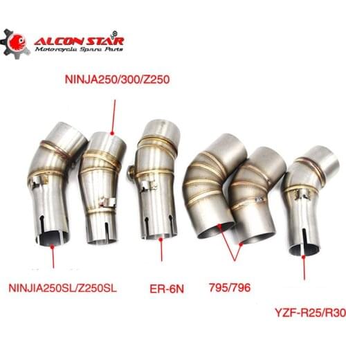 Alconstar-51mm Motorcycle Exhaust Muffler Middle Pipe Adapter for Yamaha R25 R30 For Kawasaki NINJA250 300 Z250 NINJIA250SL ER6N