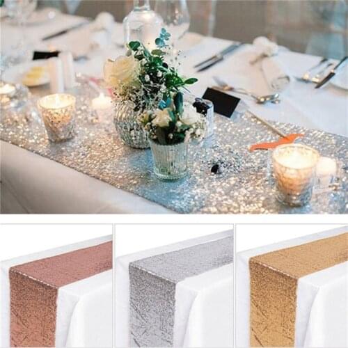 180cm/250cm/275cm Wedding Table Decoration Sequin Table Runner Party Decoration Rose Gold Silver Pink Blue Wedding Table Runner