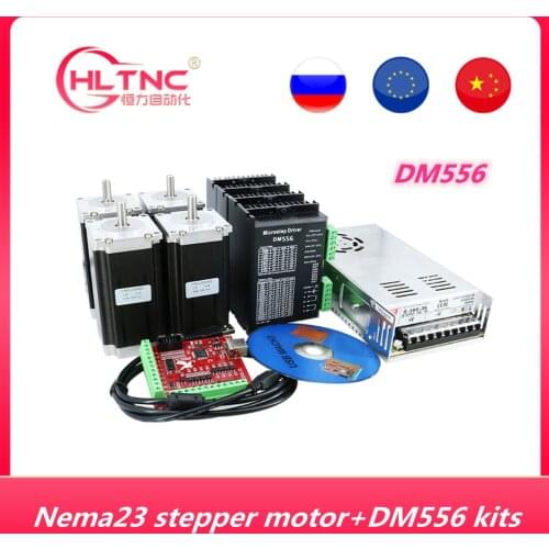 CNC Router electronic kit 4pcs DM556 driver+ 4pcs NEMA23 425ozin DC motor +350W36V power supply +4axis mach3 motion card