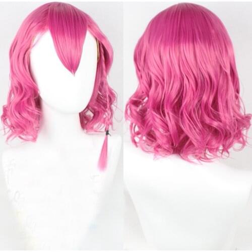 Danganronpa V3 Wigs Kazuichi Souda Cosplay Wig hairwear Style Heat Resistant Short Shocking Pink Wig + Wig Cap