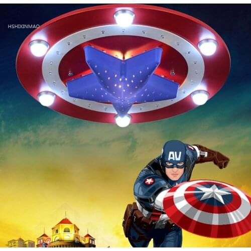 Kids Room Lighting Captain America Ceiling Lights Child Bedroom Cartoon 6LED*3W&24LED*0.3W for Living Room Home Decoration Lamp