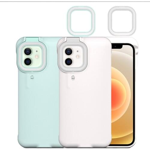 For iphone 12 11 pro max 8 7 plus x xr Fill cell phone case fill light selfie beauty ring flash mobile phone case shell perfect