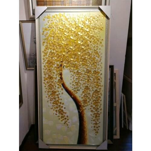 Oil Painting Decor Money tree Art handmade Modern Canvas on Palette knife Tree 3D Flowers Paintings Home living room 2018011105