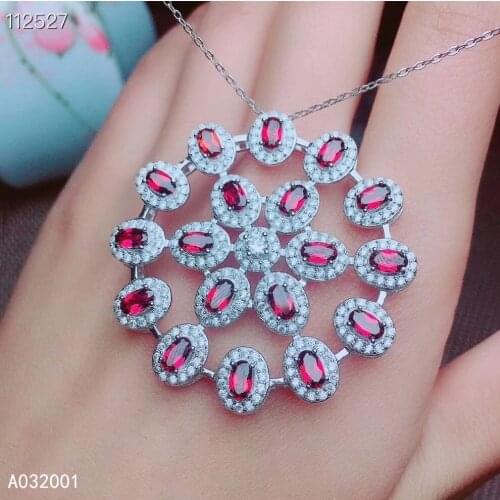 KJJEAXCMY fine jewelry natural garnet 925 sterling silver women gemstone pendant necklace chain support test classic