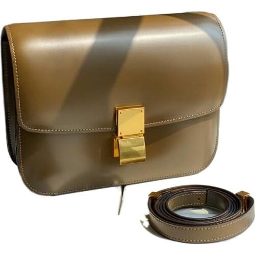 Box Tofu Bag Glossy 2021 New Custom Hand Rub Pattern First Layer Cowhide One-shoulder Messenger Stewardess Bag Small Square Bag