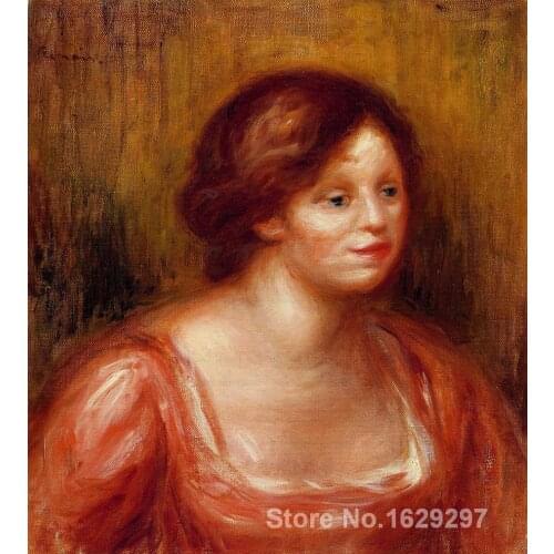 Handmade oil painting reproductions Pierre Auguste Renoir Bust of a Woman in a Red Blouse High quality Handmade