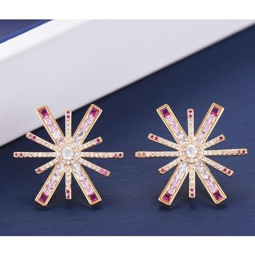 LARRAURI Fashion Women Stud Earrings Popular Cubic Zirconia Earring Inlaid Snowflake korean Earrings Party Jewelry Accessories