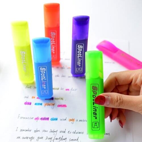 48 pcs/Lot Color Highlighter pen marker Jumbo 1-5mm lighting liner Stationery Office School supplies resaltadores FB687