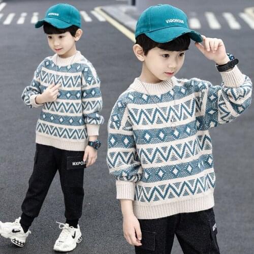 Cute Spring Autumn Tops Boys Sweater Jacket Coat Kids Knitting Overcoat Outwear Teenager Children Clothes High Quality