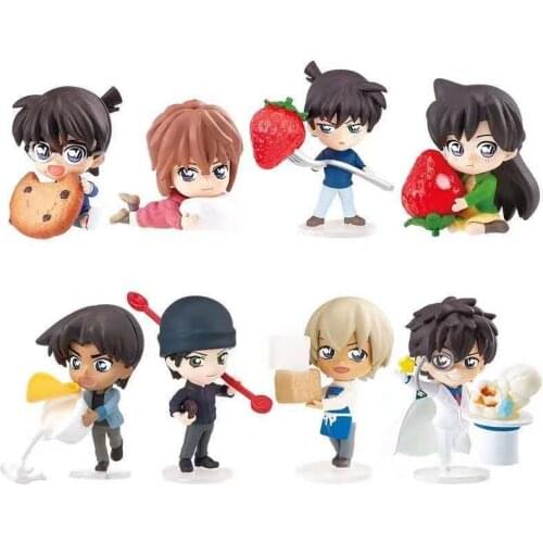 6CM MINI Conan Figure Mouri Ran Kaitou Kiddo Hattori Heiji Childhood Sitting Case Closed Action Figure PVC Collection Toy Gift