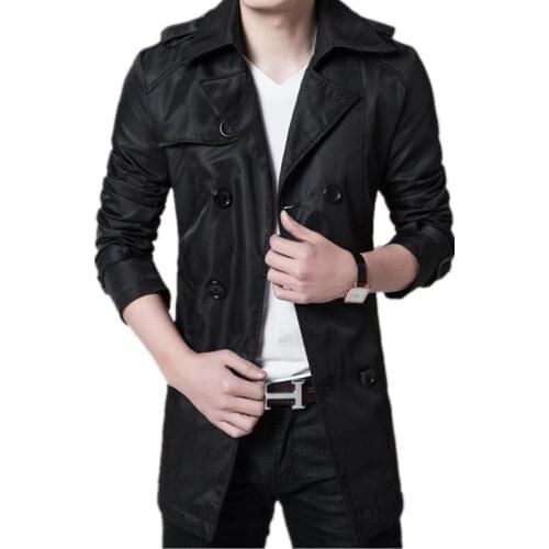 2019 Trench Coat Men Autumn Spring Double Breasted Men Outerwear Casual Coat Mens Jackets Windbreaker Mens Trench Coat