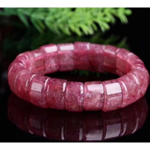 Natural Red Ice Strawberry Quartz Crystal Bracelet AAA 15*8mm