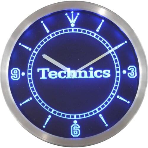 Nc0434 Technics Turntables DJ Music Neon Light Signs LED Wall Clock