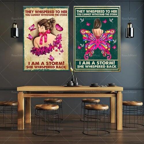 They whispered to her that you cannot bear the storm. I am a storm poster, butterfly poster, canvas art deco poster