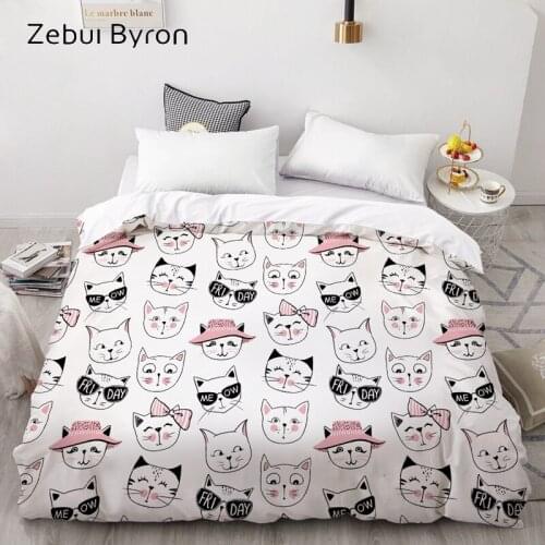 3D Print Custom Duvet Cover Cat,Comforter/Quilt/Blanket case Queen/King,Cartoon Bedding for kids/baby/children,drop ship