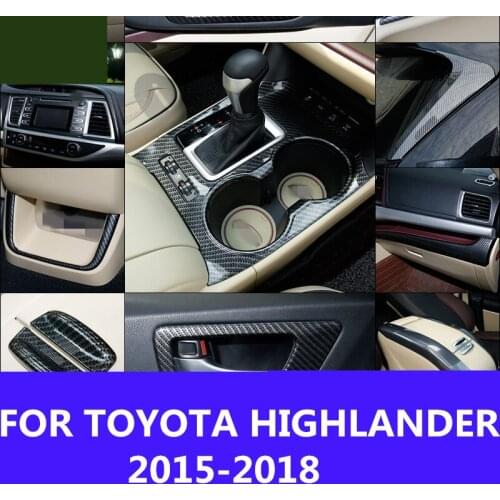 Full Set Interior Decoration Kit Car Decorative Frame Circle carbon fiber Interior decoration FOR TOYOTA HIGHLANDER 2015-2018