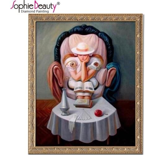 HOT 5D Diy Diamond Painting Religion 3D Diamond Mosaic Beauty Girl Reading Book Inlaid Yarn Fabric Needlework Diamond Embroidery