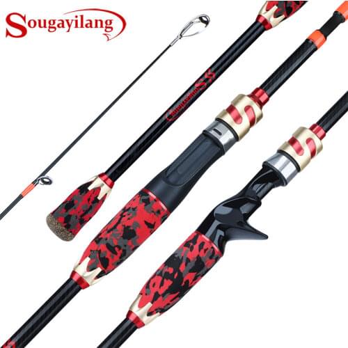 Sougayilang Baitcasting/Spinning Fishing Rod 1.8- 2.1M 4 Sections Carbon Fiber Lure Rod Freshwater Salt Water Casting Travel Rod