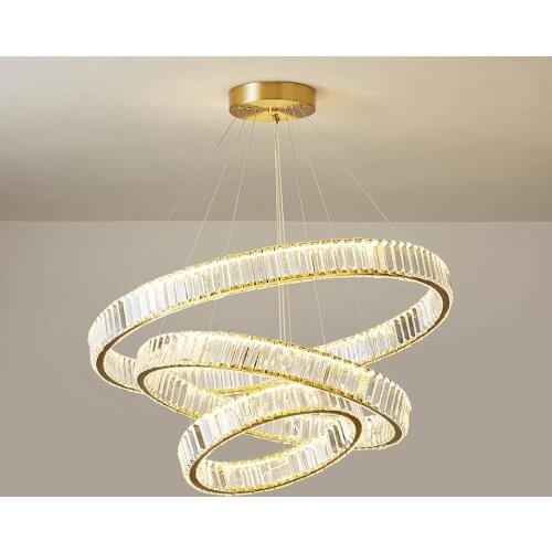 Modern Luxury Crystal Led Chandeliers Lighting Villa Stair Living Room Drop Light Bedroom Golden Silver Fixtures AC 110V 220V