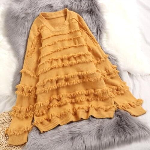 Sweater Women Chic Autumn Winter Knitted Punk Kawaii Pullovers Bat Sleeve Female Clothes Korean Tassel Casual Soft Loose Jumpers