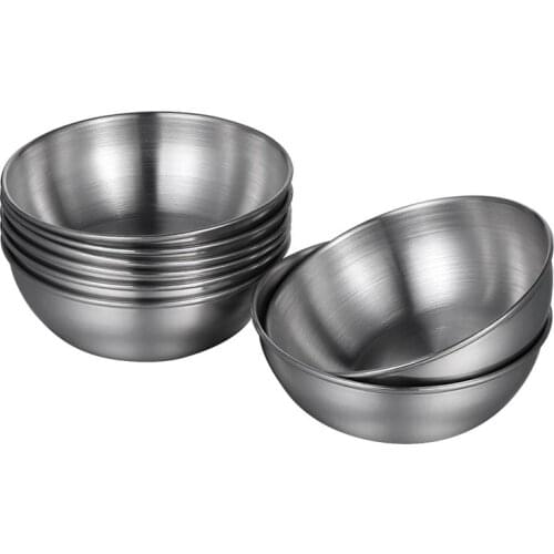 8pcs Stainless Steel Seasoning Sauce Dish Food Dipping Bowls Round Seasoning Tray Sushi Vinegar Soy Saucer Appetizer Plates