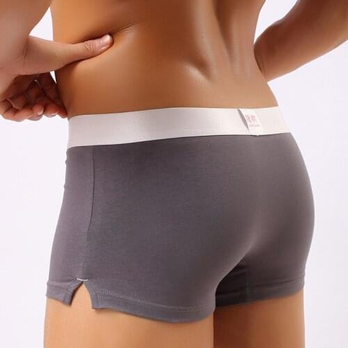 New Mens Boxer Underwear Men Solid Underpants Breathable Cotton Male Boxer Shorts For Man Slip Panties Sexy Legs Split Lingerie