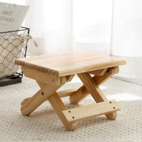 Vanzlife foldable solid wood stool chair portable train foldable stool adult organizing small chair folding bench