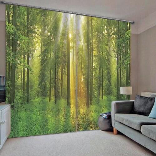 Green forest curtains for 3D Window Curtains For Living Room Bedroom Drapes Cortina Customized size