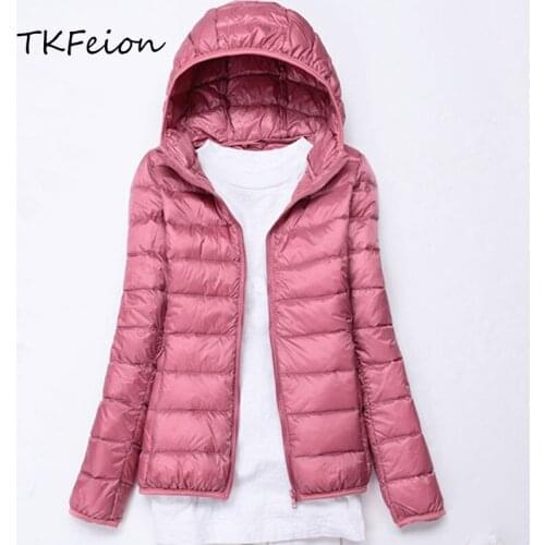 Womens Autumn Jacket 2018 Winter Ladies Hooded Fashion Coat Lightweight Duck Down Female Slim Coat Outwear Plus Size 4XL 5XL 6XL