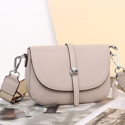 Fashion Saddle Women Shoulder Bag 100% Genuine Leather High Quality Lady Crossbody Bag Black Fashion Messenger Tote Handbag