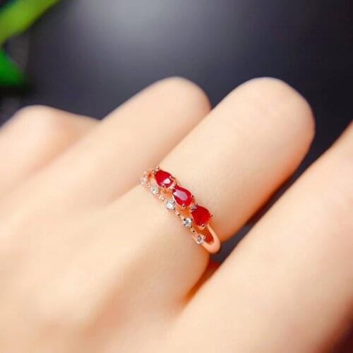 Fashion red gem ring women silver ring jewelry natural real gem 925 sterling silver ring gift christmas birthday gift
