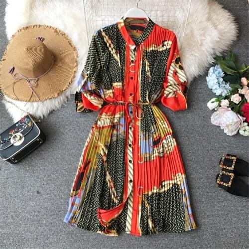 Fashion 2020 Spring Autumn New Print Chiffon Dress women Elegant Long Sleeve Women Dress Casual Vintage Ladies dresses Vestidos
