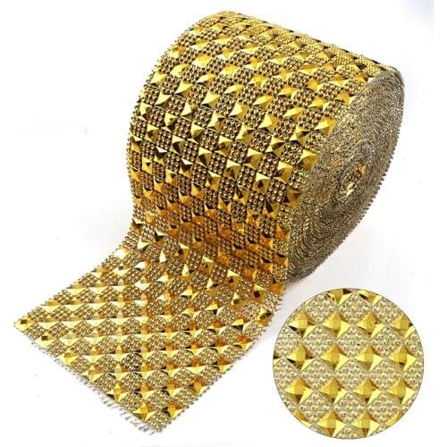 1 Yard 12 Rows 10mm Square Gold Punk Style Rivet Mesh Trim ABS Plastic Sew On For DIY Craft Jewelry Decoration