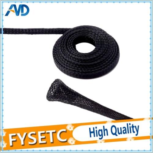 10Meter Expandable Braided PET Premium Cable 6mm/8mm/10mm Dia Sleeve Black Certification ROHS 3D Printer Accessories