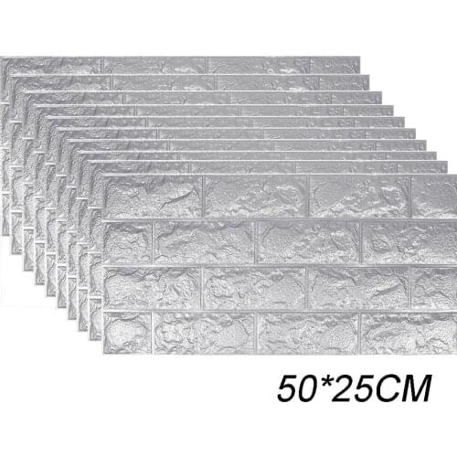 10pcs 3D Effect Brick Wall Stickers XPE Foam 50*25cm Self-adhesive Panel Easy Removable Peel and Stick Bedroom Background