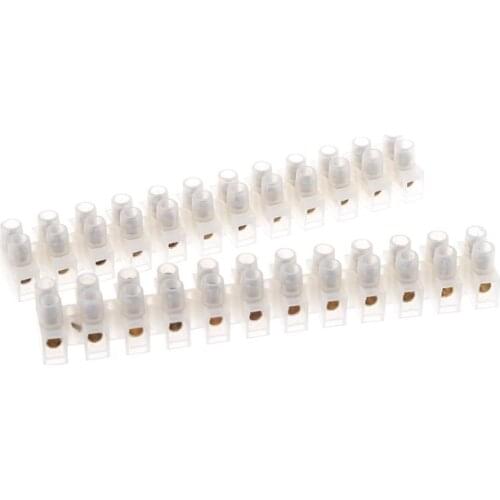 2 Pcs 10A Dual Row Connector 12 Position Wire Barrier Terminal Strip Block