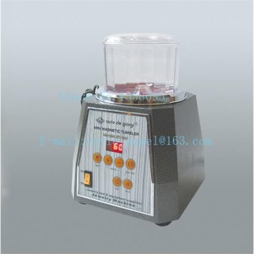 220V Variable Speed 155*115mm Bucket size Mini Magnetic tumbler Polisher Grinding Machine with FREE 300g Magnetic Pins