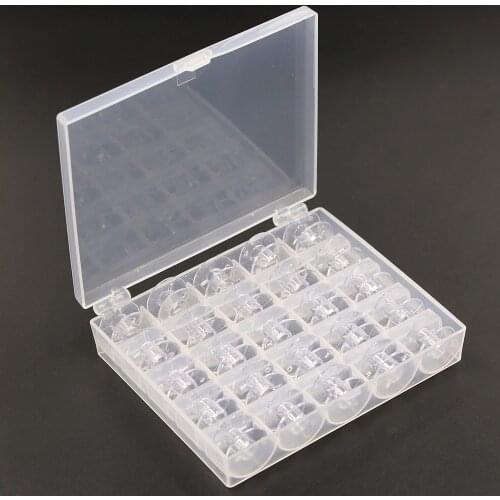 25Pcs Plastic Sewing Machine Bobbins Spools Empty Bobbins Spools Sewing Machine Storage Box for Home Sewing Accessories Tool