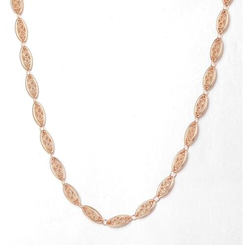 4mm 585 Rose Gold Oval Twisted Necklace for Women Link Chain Girls Engagement Jewelry Gifts New Fashion LCN31