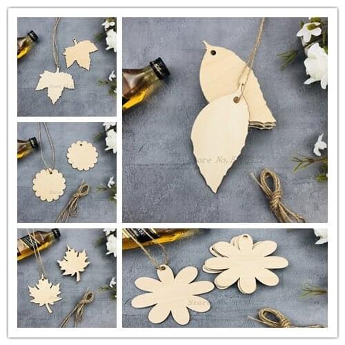 50pcs Maple leaves Wooden Card Thank You Tag Wishing Bottle Card Hang Gift Tags Crafts Student Drawing DIY Decoration DIY Party