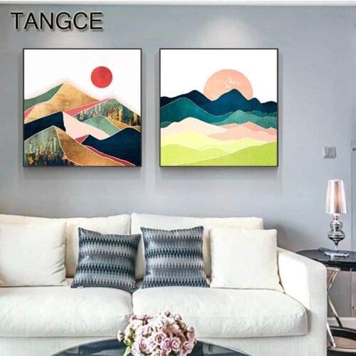 Abstract Mountain view Canvas Painting Nordic Wall Art Pictures Pink Poster Print for Living Room Bedroom Aisle Pop Modern Art