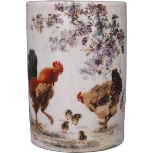 Antique porcelain, Guangxu, pastel, auspicious style, small ornament for penholder decoration