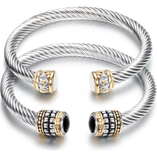 BOEYCJR Cable shape STAINLESS STEEL Bangles & Bracelets Handmade Jewelry Punk HipHop Bracelet for Women or Men