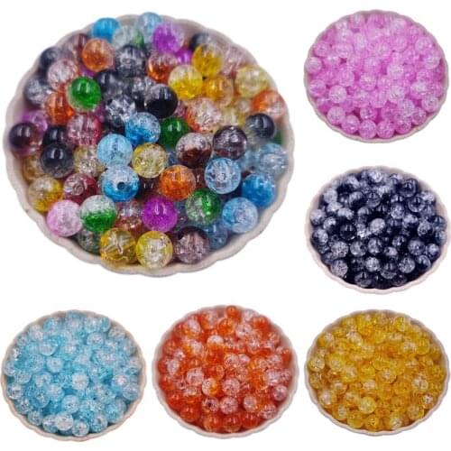 50Pcs Splicing Color Crack Loose Beads Handing Craft For Jewelry Making Acrylic Findings 8-16mm Bracelet Necklace