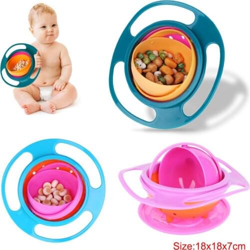 Newborn Baby Bowl Universal Gyro Bowl Practical Design Children 360 Degrees Rotate Balance Gyro Umbrella Bowl Spill-Proof Bowl